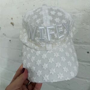 Elegant White Lace 'WIFEY' Hat